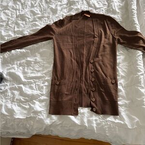 Tory Burch Black and Tan Wool Cardigan